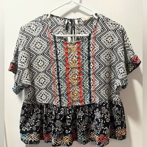 Altar’d State multicolor crop peplum top